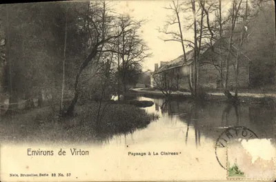 Bilhete postal antigo Environs de Virton Paisagem à Claireau Robelmont