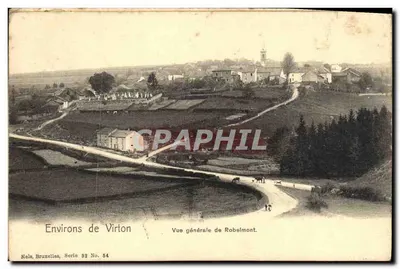 Bilhete postal antigo Environs de Virton Paisagem à Claireau Robelmont — Verso