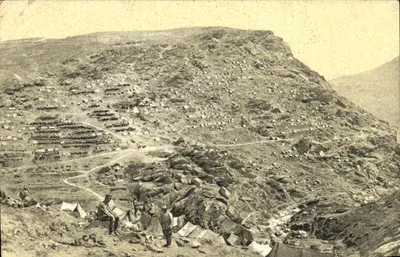 Bilhete postal antigo A guerra de montanha na Macedônia O acampamento Militaria