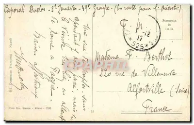 NAPOLI — Panorama z Wulkanem — Wyd. Domenico Trampetti, Milano 1180 — Rewers