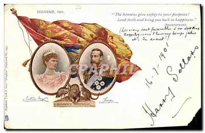 Stara pocztówka Souvenir 1901 Advance Australia Lion Kangourou