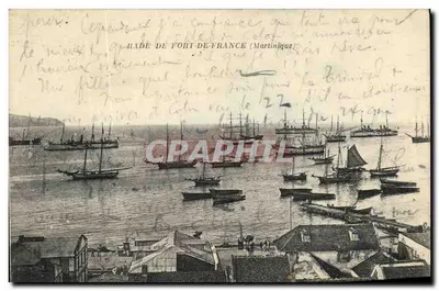 Molenvoorhaven van Fort-de-France (Martinique) — havenaanzicht met veel schepen — uitgever Oude Stichting Del Robin et Cie, Parijs
