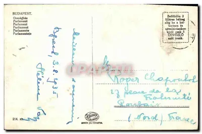 Budapest — Palácio do Parlamento — editor Bringer, n° 214 — Verso