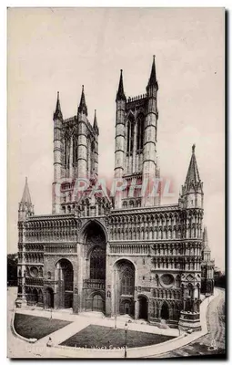 Catedral de Lincoln, Frente Oeste — Tuck & Son, Lincoln Cathedral Postcard