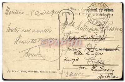 Groupe du Mt Blanc vu de Montana-Vermala — (Téléphoto) — Edit. G. Werro, Photo-Hall, Montana-Vermala, n°759 — Rewers