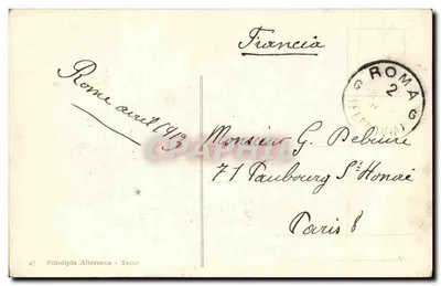 Rzym - Pomnik Garibaldiego — wydawca Fototipia Alterocca - Terni, n°47 — Rewers