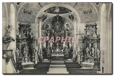 Oberammergau — Interior da igreja — Editor Lorenz Fränzl, Munique, n° 212-05