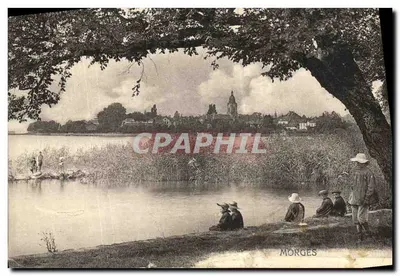 Morges — Vista do lago com aldeia em segundo plano — A. Staub, editor