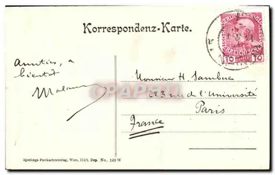 Wiedeń, I. — Część z Parku Rathaus — Sporlings Postkartenverlag, Wiedeń, III/2. Dep. Nr 149 W — Rewers