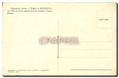Monument do Wergiliusza w Mantuie — wydawca L'Artistica di A. Bedulli — n° 50156 3388 — Rewers