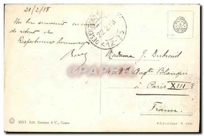 Lago di Garda - Desenzano - Il Viadotto — editore Brunner & C., Como, n° 2883 — Verso