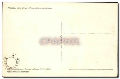 Tivoli - Villa d'Este - Viale delle cento fontane — Ed. Tabaccheria L. Prooizi, Piazza G. Verdi 38 — Verso