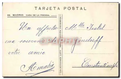 Madrid. Casa da Prensa — Loty, n°39 — Verso