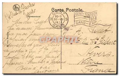 Wystawa Uniwersalna i Międzynarodowa w Gandzie 1913 — Dziedziniec honorowy — N. BIS — Rewers