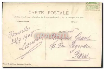 Bruxelles - Teatro della Monnaie — Edizione Grand Bazar Anspach, n°61 — Verso