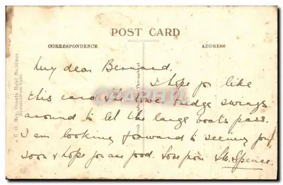 Ogólny widok Newcastle-on-Tyne — widok mostu i portu — wydawca nieznany — Rewers