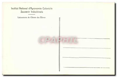 Laboratório de Química — Instituto Nacional de Agronomia Colonial — Lembrança da Indochina — Verso