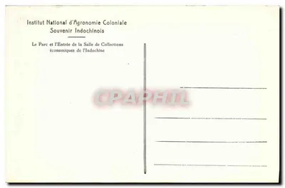 Parque e entrada da Sala de Coleções Econômicas da Indochina — Instituto Nacional de Agronomia Colonial — Verso