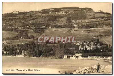 Vevey e o Monte Pélerin — vista panorâmica — J. J. 8884