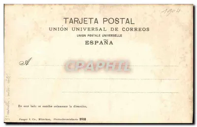Córdoba. Mezquita — Wnętrze kaplicy Mirahb — Purger & Co., Munch, Photochromiecarte 3518 — Rewers