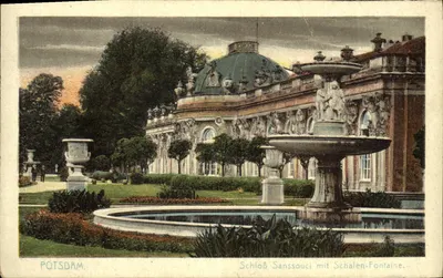 Potsdam — Schloss Sanssouci mit Schalen-Fontaine — editor não identificado, número de série não visível