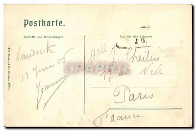 Trafoi i Nowa Katedra — widok panoramiczny wsi i góry — wydawca Blengel & Co., Draden — Rewers