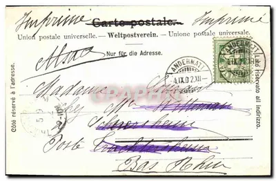 Andermatt — Kaserne Pokoju i Wojny — Fotografia Gabler, Interlaken, n° 7338 — Rewers