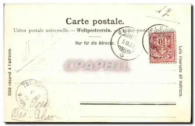 Rhône-Gletscher — widok na lodowiec i wioskę — Fotografia Gabler, Interlaken n°7191 — Rewers