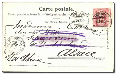 Andermatt z Bätzbergfort — widok na przełęcz Albuly — fotografia Gabler, Interlaken, nr 7254 — Rewers