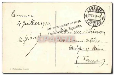 Lausanne — O Castelo — O. Phototypie Co., Neuchâtel, n°1429 — Verso