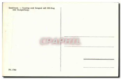 Innsbruck — Innsteg und Innquai mit Höfiting und Hungerburg — editor Nr. 1742 — Verso