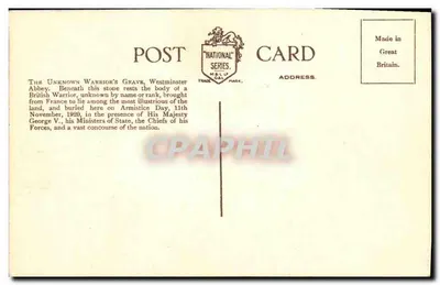 Tumba do Soldado Desconhecido — Abadia de Westminster — M.&L.U. Gal. 'National' Series — Verso