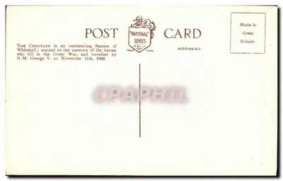O Cenotáfio, Whitehall, Londres — Série Nacional, M.&L. Co. Ltd. — Verso