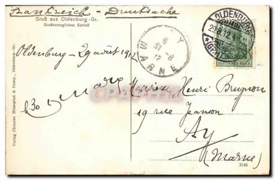 Oldenburg-Gr. - Palácio do Grande Duque — Editor Clemens Hitzigrad & Comp. n°3146 — Verso
