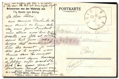 Jezioro Brienz — widok z Wyleralp — wydawca Alpina Brünig, n°1 — Rewers