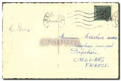 Hjálp í Djórsárdal — paisagem rochosa — editor desconhecido, número de série não visível — Verso