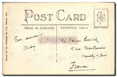 Ufficio Postale — Vernan, B.C. — The Halotype Co. Ltd., Ottawa, Ont. — Verso
