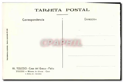 Toledo — Casa del Greco — Dziedziniec — L. Rolfin, Barcelona, n° 18 — Rewers