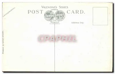 Wnętrze gotyckiej katedry — kolorowe szyby i strop — seria Valentine's Famous Postcards — Rewers