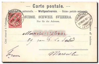 Fribourg — vista da cidade com o ponte suspensa — Mazz Peters, Basileia, n° 14917 — Verso