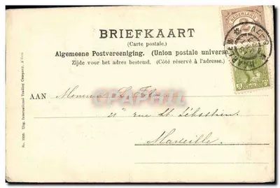 Stara pocztówka Pamiątka z Holandii Marken Folklore Kobieta Dziecko — Rewers