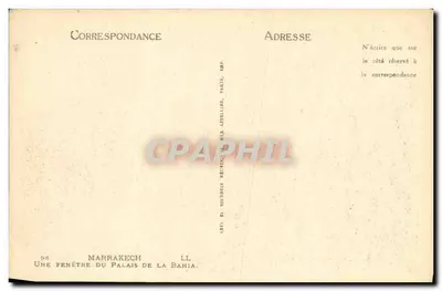 Marrakech — okno w Pałacu Bahia — LL. Letellier, Marrakech — Rewers