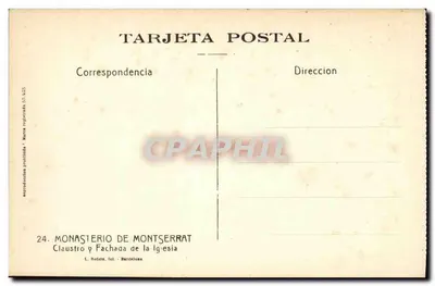 Mosteiro de Montserrat — Facha da igreja — L. Rolstein, fol. - Barcelona — Verso