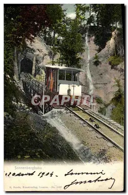 Sonnenbergbahn — góra i wodospad — E. Goetz, Kunstverlag, Lucerne. - Nr 1687