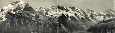 CARTE EM 4 VOLETS panorama de Murren Suisse