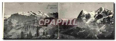 CARTE EM 4 VOLETS panorama de Murren Suisse — Verso