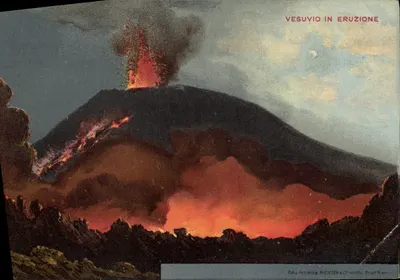 Vesuvio em erupção — Editora Artistiche Richter & Co, Nápoles