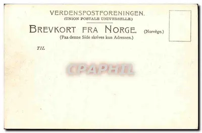 Merok — widok na fiord i zasne góry — F. Beyer's Tourist Bureau, Bergen—Christiania. — Rewers
