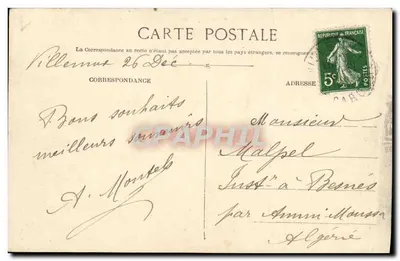 Bilhete postal antigo Villemur Vista Pictórica sobre o Tarn O Moinho — Verso
