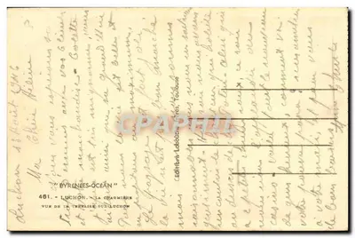 Luchon - La Chaumière — Widok z tarasu na Luchon — Wydawnictwo Labouche, Toulouse — Rewers